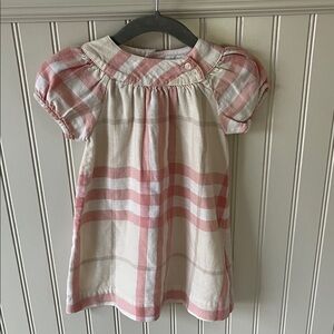 Burberry Pink & Cream Plaid Puff-Sleeve Dress